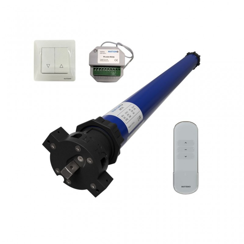 Moteur de volet roulant avec télécommande et bouton-poussoir pour axe de 60 mm du fabricant MATISMO